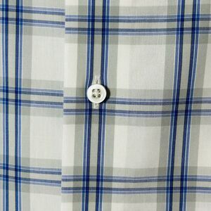 EGARA Mens 2X Non-Iron Blue Gray Plaid Long Sleeve Dress Shirt Cotton